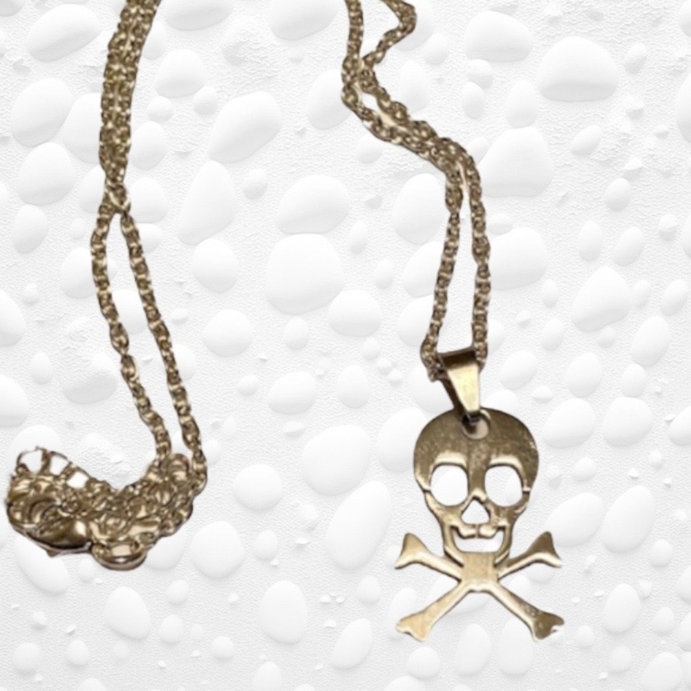 New Skull Necklace Jolly Roger Pendant Chain Halloween Handmade Hot Topic - Picture 2 of 6